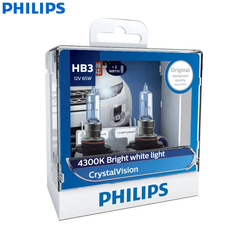 Philips Crystal Vision 9005 HB3 12V 65W P20d 9005CVSM 4300K яркие белые автомобильные галогенные фары Противотуманные фары(двойная упаковка