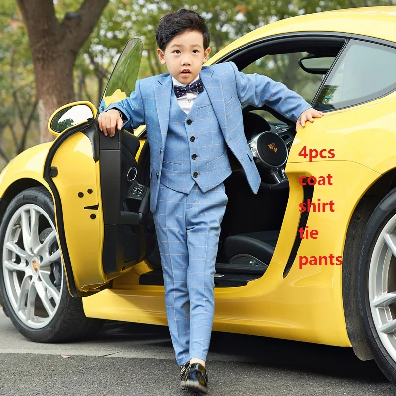 New Fashion Boys suits for weddings Kids Prom Suits Navy Blue Big Children Clothing Set Boy Formal Classic Costume | Детская одежда и