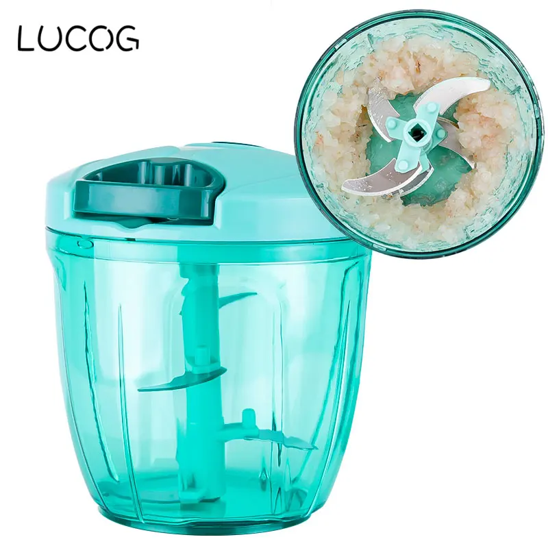 LUCOG 900 мл ручная мясорубка, мясорубка, Многофункциональный кухонный комбайн для мяса, фруктов, сальсы, перца, лука, орехов, ручной измельчитель