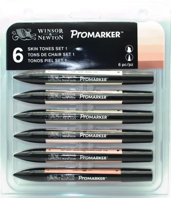 Winsor& Newton Promarker набор тонов кожи двойной наконечник на спиртовой основе быстросохнущие маркеры - Цвет: Skin 1