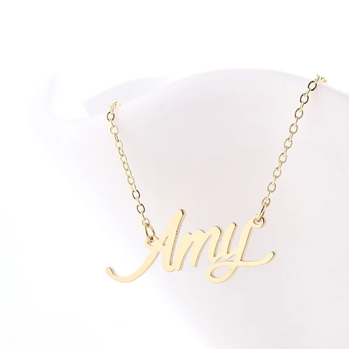 Amy Name ожерелье женский кулон табличка с именем на заказ золотой цвет из