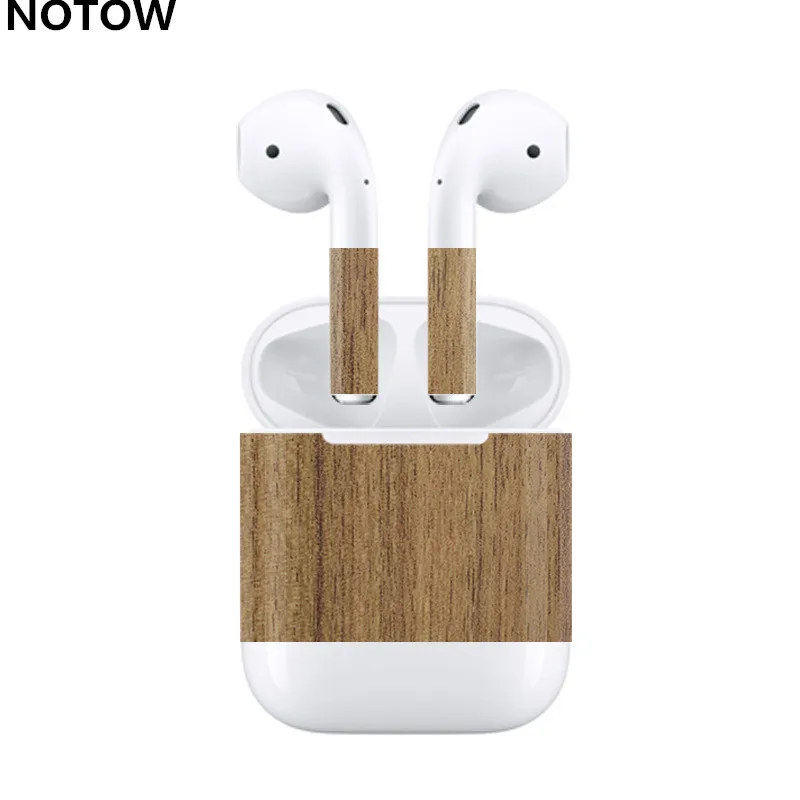 xiang shi mu NOTOW для Airpods 2 Беспроводная bluetooth-гарнитура 3D роскошная деревянная Наклейка защитная пленка для Airpods 1/2 проводная - Цвет: xiang shi mu