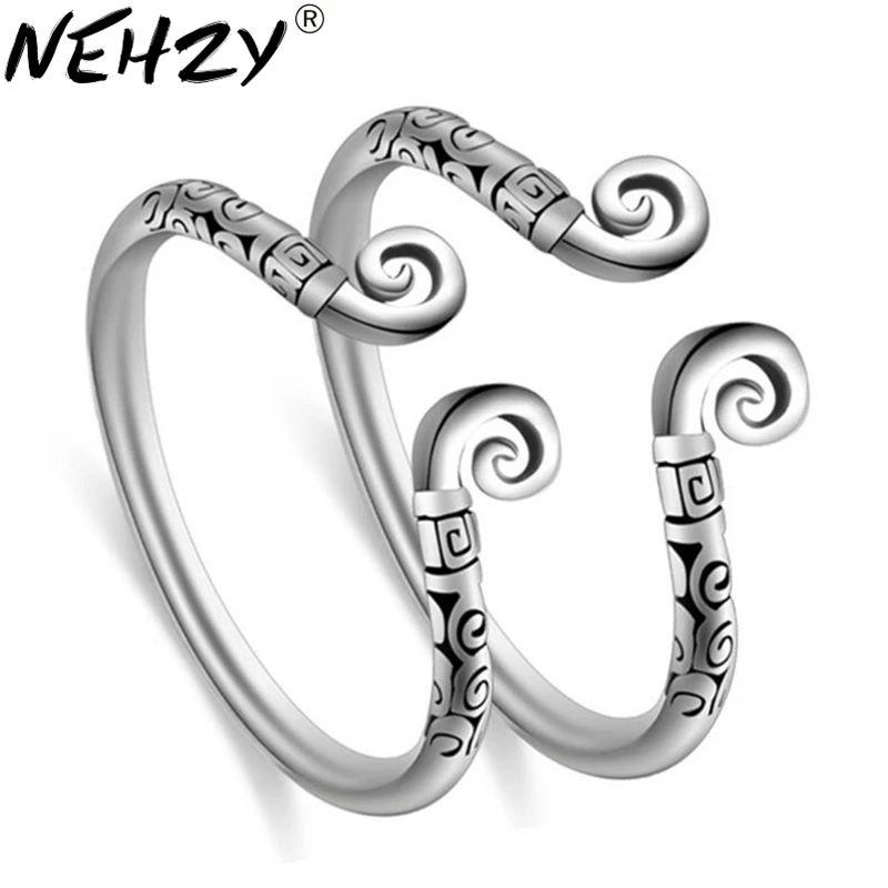 

NEHZY S925 штамп ретро тайские серебряные парные кольца Xiangyun Резные Цветочные очаровательные кольца для мужчин и женщин классические модные се...