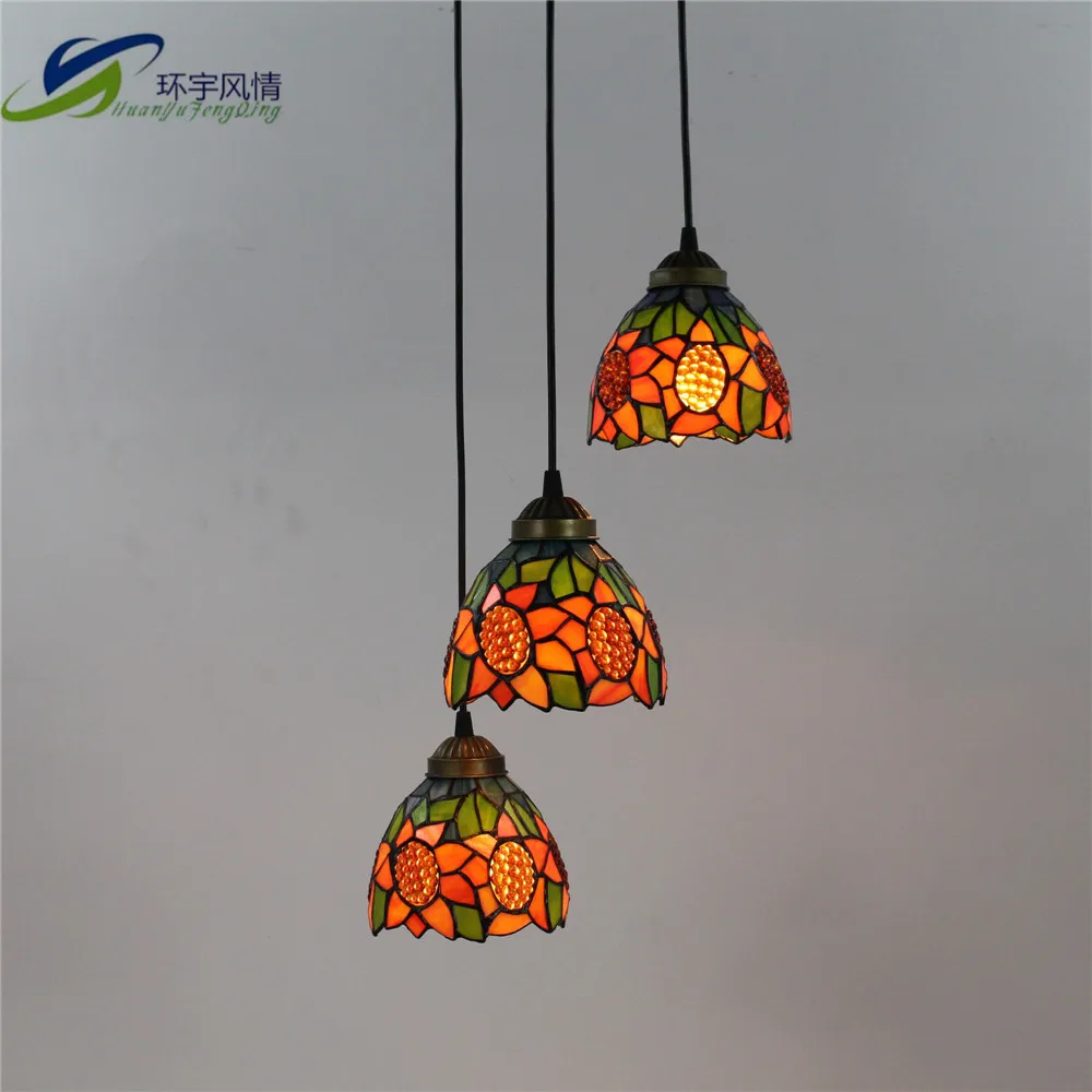 Continental three sunflowers difany lamps living room lights bedroom lamp restaurant cafe pendant free shipping|pendant cords|pendant crystalpendant