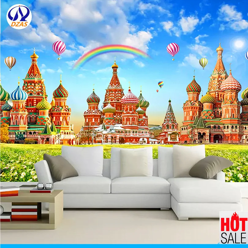 

2018 Environmental protection Children's room boy wallpaper hand-painted animal wallpaper non-woven AS-CX Castle room mural