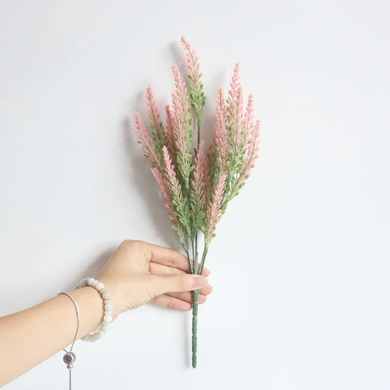 pink Искусственные Лавандовые Искусственные цветы романтика, Прованс натуральные растения Цветочный букет осеннее украшение вечерние подарки реквизит для фотосессии - Цвет: pink