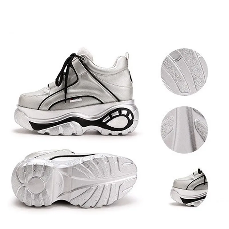 

2019 Autumn Platform Sneakers Women Ankle Boots Winter Ultra-light Height Increasing Boots Woman Thick Soled High-heeled Shoes