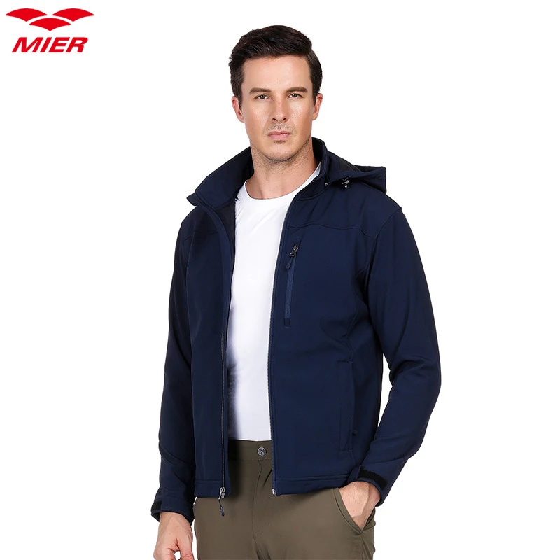 MIER Мужская куртка с капюшоном Softshell флисовая подкладка тактическая Верхняя