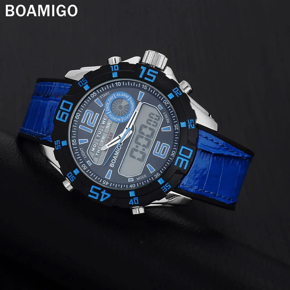 Мужские спортивные часы мужской двойной дисплей резиновый ремешок для часов BOAMIGO