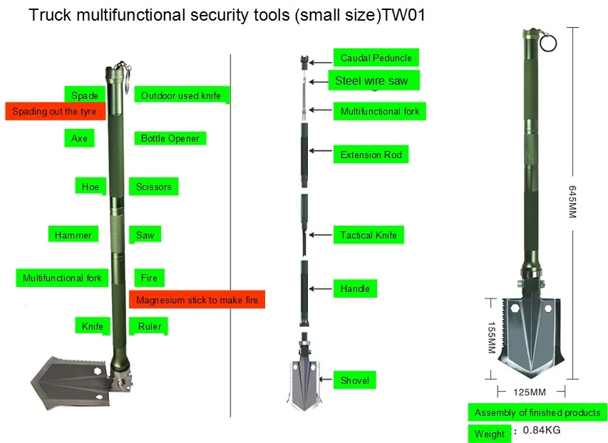 Многофункциональный лопатой военных открытый инструмент выживания |