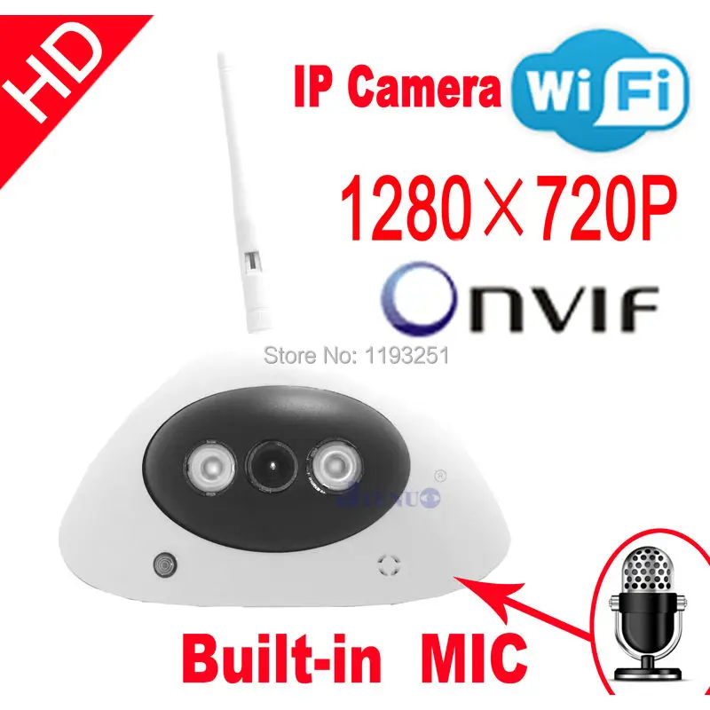 Бесплатная доставка ip камера HD аудио onvif cctv камеры cmos Инфракрасный 720P wifi