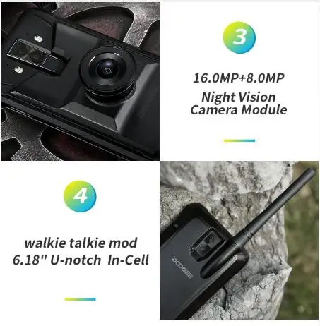 DOOGEE S90 смартфон Walkie talkie 6 18 FHD + Android 8 1 IP68/IP69K ГБ 128 Гб Беспроводная зарядка 16 Мп