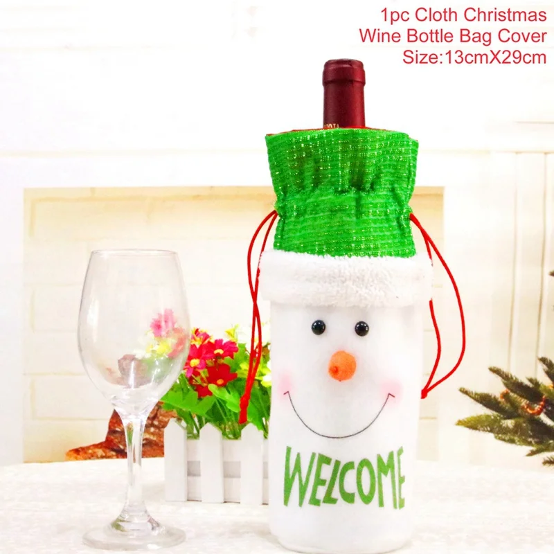 wine bottle set 13 FengRise рождественские украшения для дома Санта Клаус крышка бутылки вина снеговик чулок держатели для подарков Рождество Navidad декор год - Цвет: wine bottle set 13