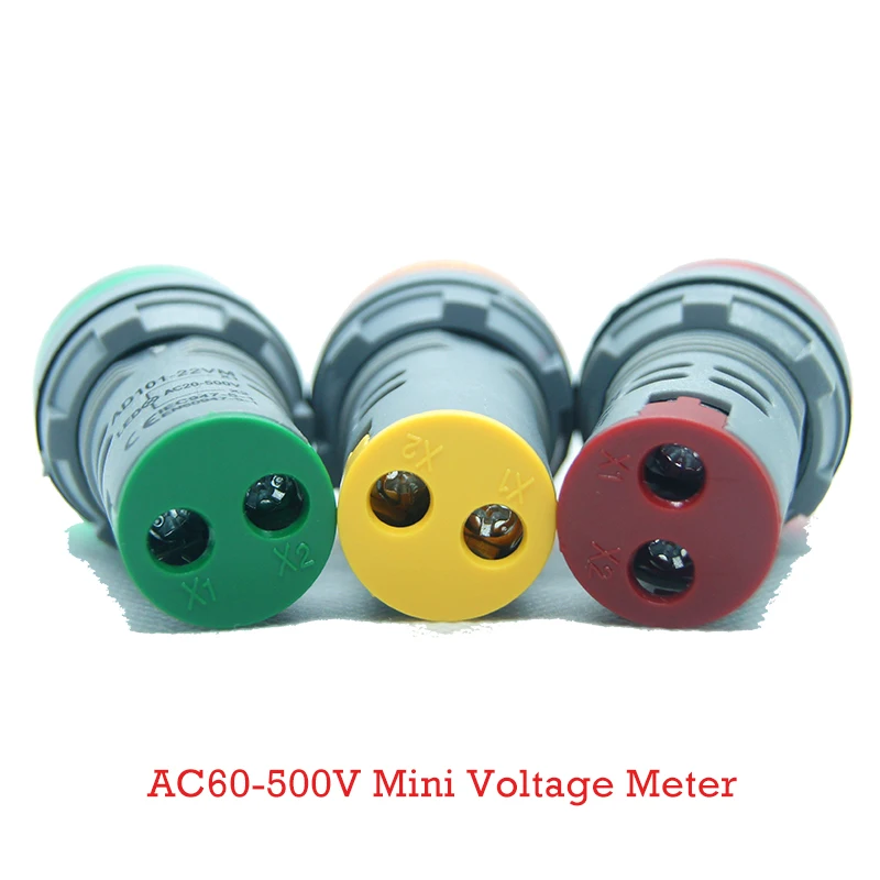 22 мм AD16 Тип AC60-500V Мини измеритель напряжения светодиодный цифровой дисплей Вольтметр переменного тока индикатор светильник/Пилотная лампа красный зеленый желтый