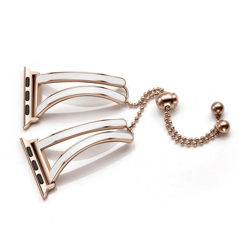 Rose gold white 44 мм 42 мм 38 мм 40 мм браслет из розового золота ремешок для часов аpple 4 3 2 1 женские ювелирные изделия ремешок для часов iWatch аксессуары - Цвет ремешка: Rose gold white