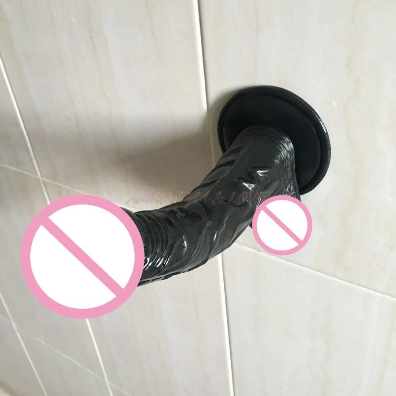 Новинка 2017 года Гигантский черный фаллоимитатор Фирменная TPR реалистичный 23 5 см
