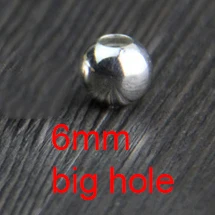 6mm big hole 10 шт стерлингового серебра S925 DIY аксессуары ручной работы шариковые Обжимные бусины ювелирные изделия оптом - Цвет: 6mm big hole