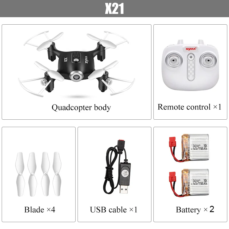 Black with 2 battery SYMA Offcial X21 Дрон Радиоуправляемый вертолет Радиоуправляемый квадрокоптер мини Дрон Квадрокоптер без камеры дистанционного управления Roy для детей подаренный аккумулятор - Цвет: Black with 2 battery