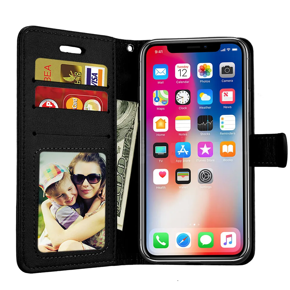 Магнитный чехол кошелек для iPhone X XS XR MAS Flip PU кожаный силиконовый Apple 6 6s 7 8 Plus флип 3