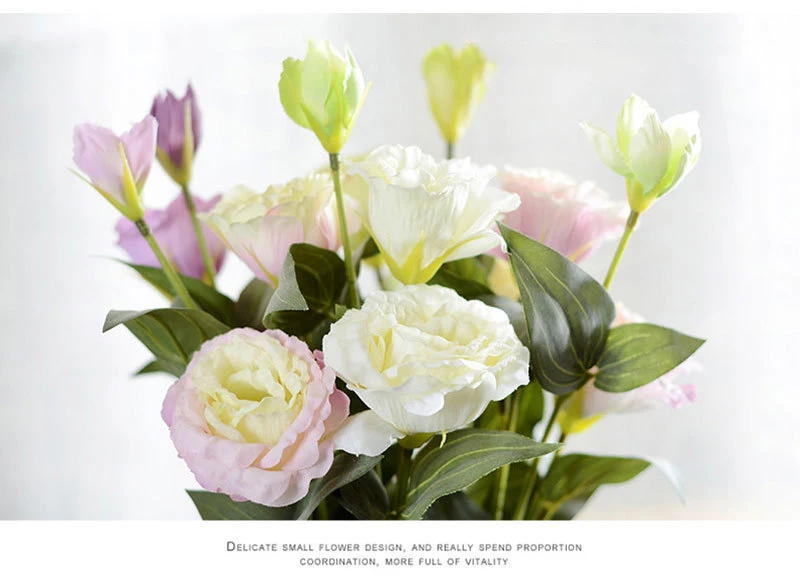 Шелковые европейские Искусственные цветы 3 головы поддельные Eustoma Gradiflorus Lisianthus Рождество Свадьба Праздник декор дома 5 цветов