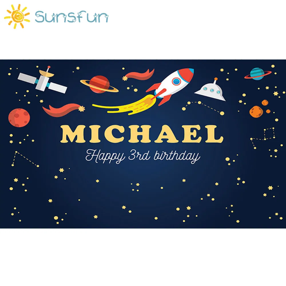 Sunsfun 7x5FT Дети День рождения Полиэстер горизонтальный космический Космос Печатный Фон фотографии для новорожденных Drop Backdrop