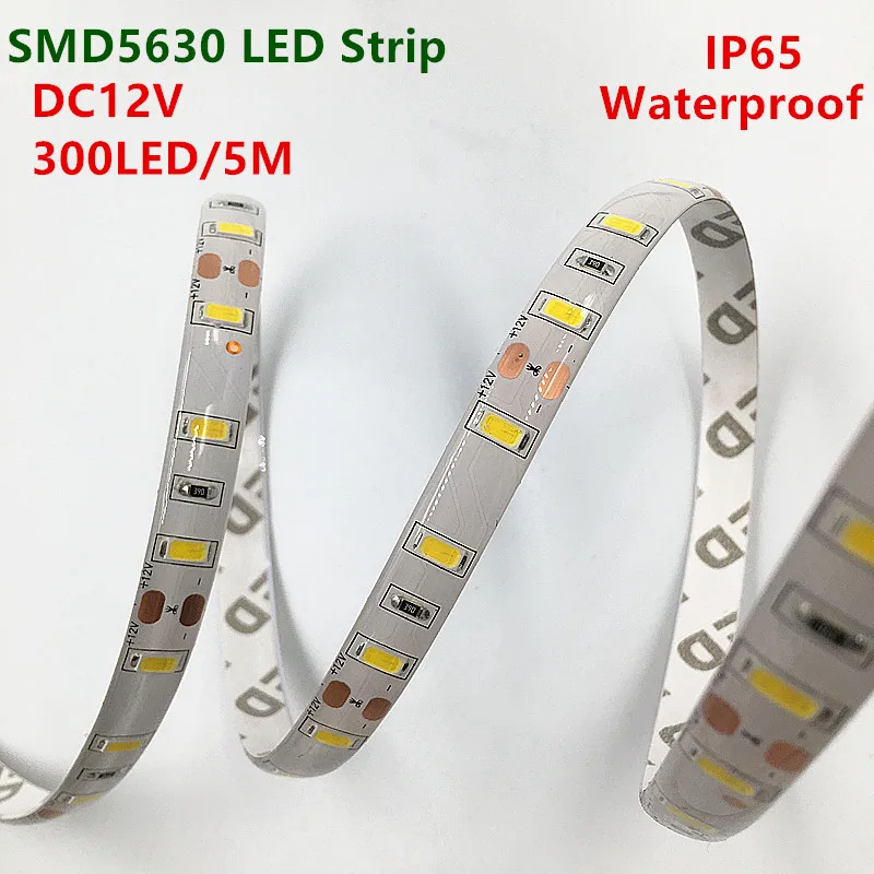 

100m/ lot 5630 LED flexible strip light 300 leds/5m LED strip, 12V DC waterproof White color,brighter than 5050