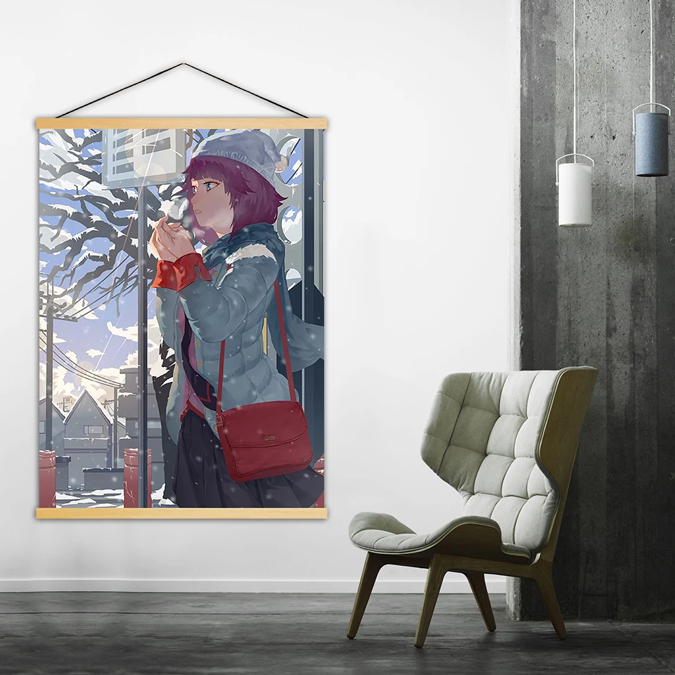 Скандинавский свиток современное настенное искусство аниме картины Bakemonogatari