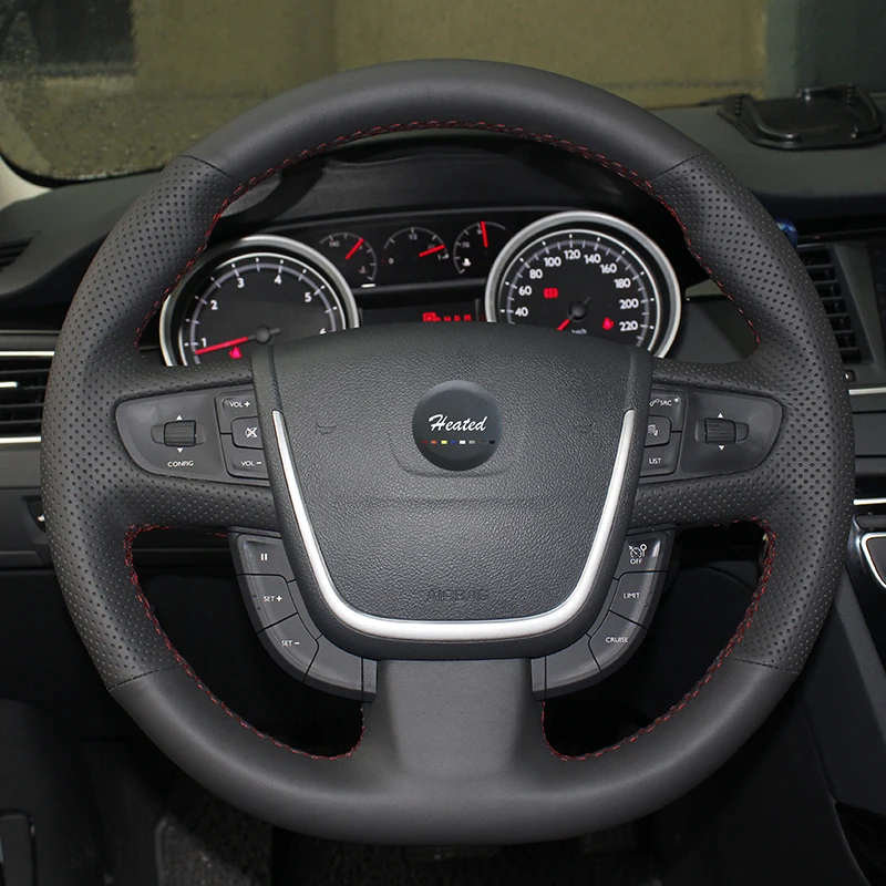 Крышка рулевого колеса с подогревом для peugeot 508 ручная пошив противоскользящая микрофибра кожаный чехол Оплетка на руль чехол