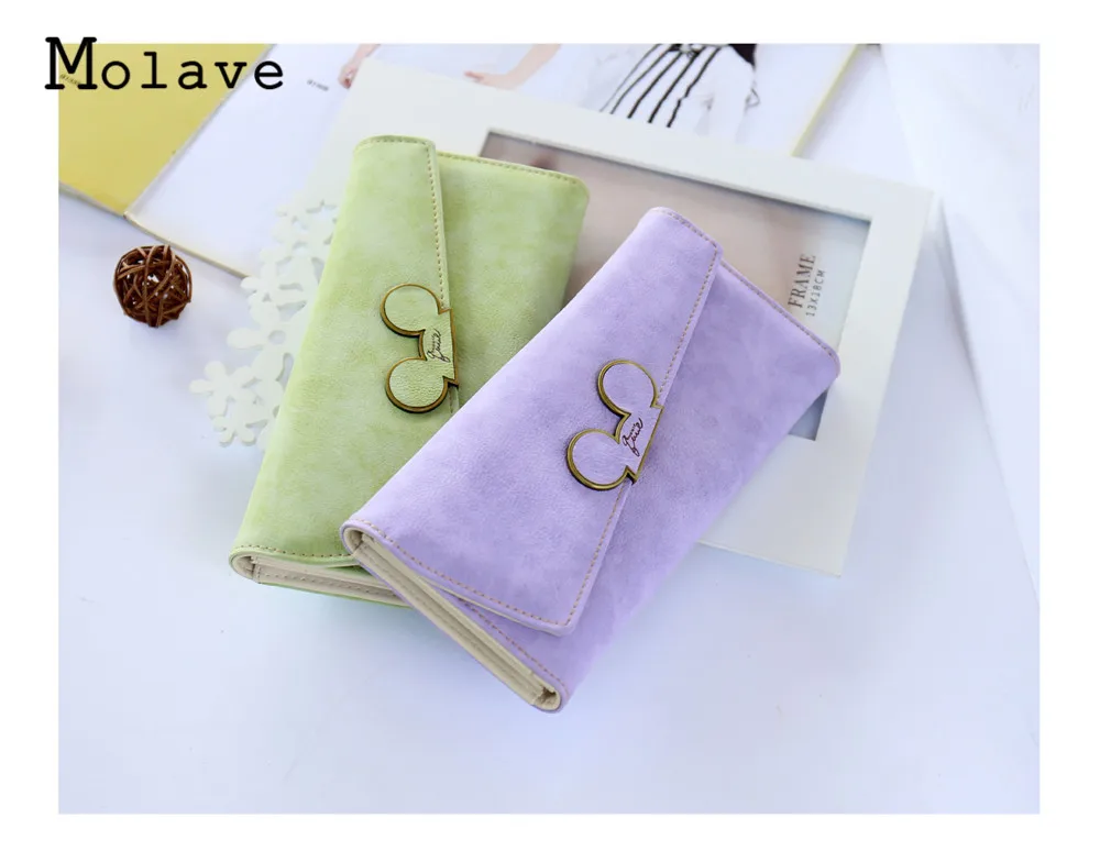 MOLAVE Новая мода дизайнер Farbe скрабы Lange Frauen портфели Damen Mickey Geldborse geldborsen Холтер дам Tasche Sep14