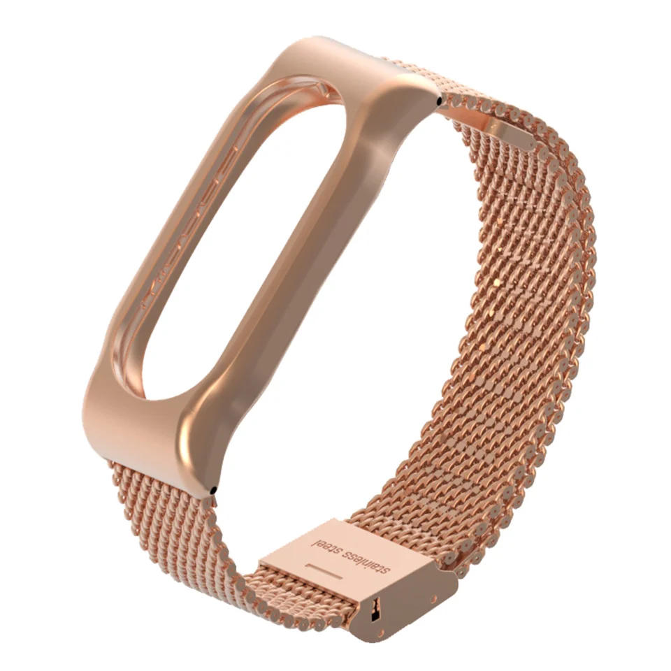 Rose Gold Mijobs Mi Band 2 металлический ремешок браслет из нержавеющей стали для Xiaomi Mi Band 2 умные Аксессуары Часы Miband 2 Band Браслет - Цвет: Rose Gold