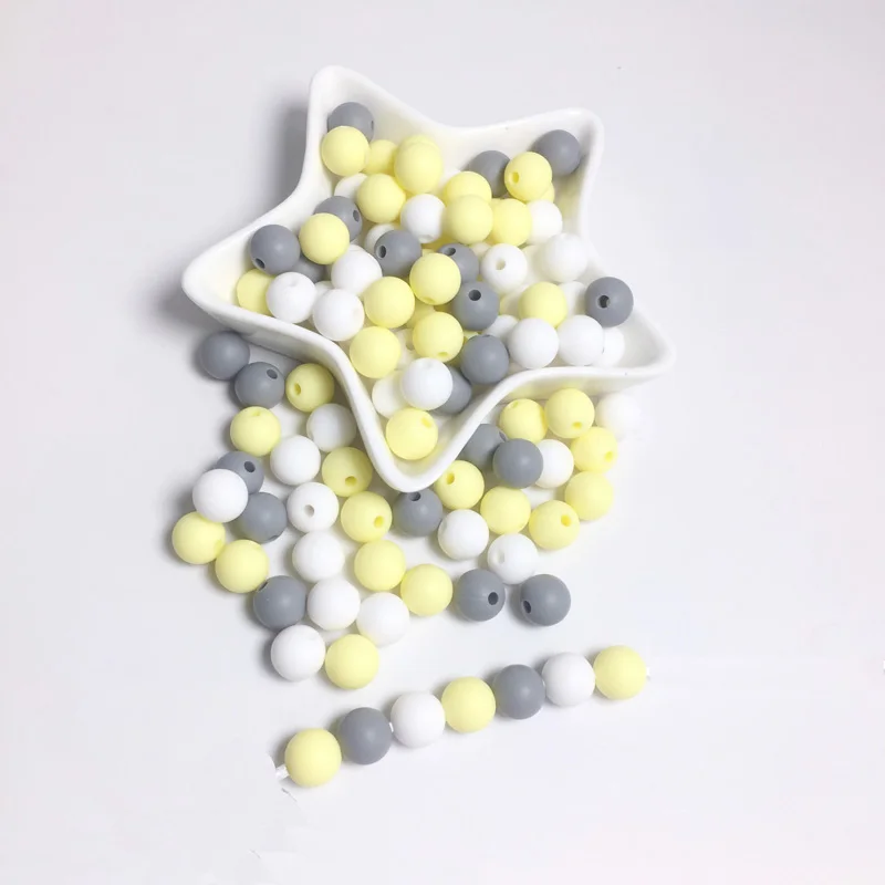 colors 7 50 шт./лот силиконовый свободный бисер ребенок прорезывание зубов Beads-40colors-безопасный пищевой класс прорезывания зубов жеванные круглые силиконовые бусы - Цвет: colors 7