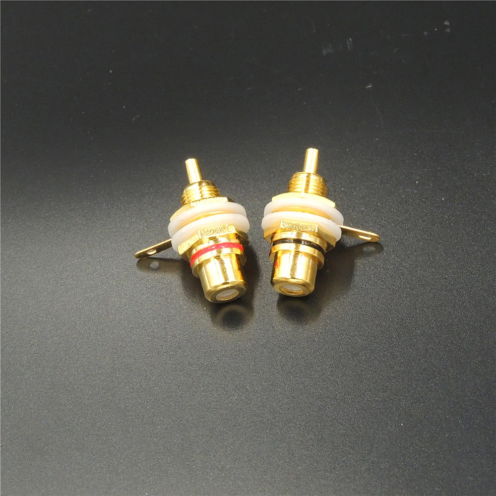 RCA Женский Джек 10 шт. Позолоченный разъем rca золото Панель Крепление Шасси аудио разъем переборки белый цикл с гайкой под пайку