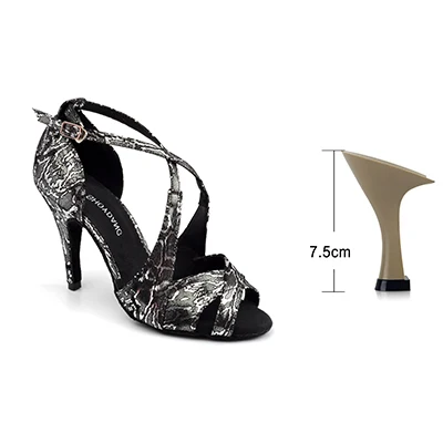 Black 7.5cm SHOYDANC zapatos de baile latino mujer Женская танцевальная обувь Латинская Сальса Бальные Танцевальные Туфли белый/черный фланелевый танцевальные сандалии - Цвет: Black 7.5cm