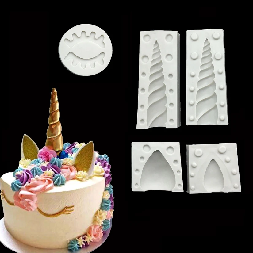

Wholesale 10 pcs/lot Unicorn's Horn/Ear/Eye Silicone Mold Fondant Cake Decorating Tools Candy Chocolate Gumpaste Mold