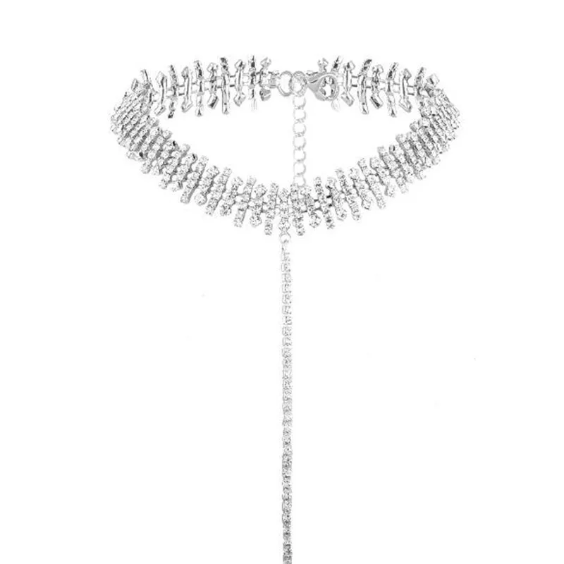 Женское колье-чокер с кристаллами роскошное украшение для невесты цепочка чокер