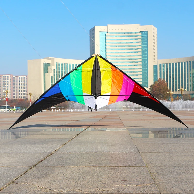 

free shipping 2.2m large rainbow kite dual line stunt kites line outdoor kite flying toys cometas para adultos paragliding eagle