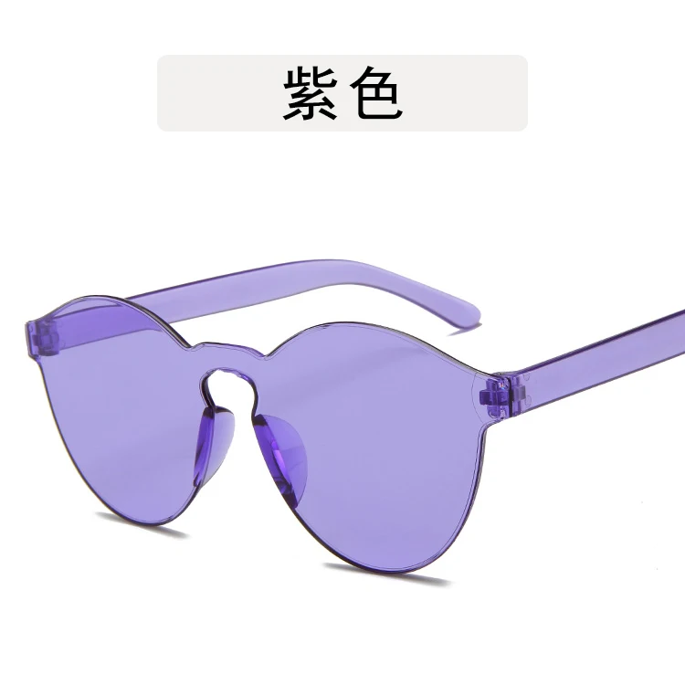 new arrival round orange sunglasses women transparent orange purple frameless sun glasses festival oculos de sol feminino - Цвет линз: no3 violet