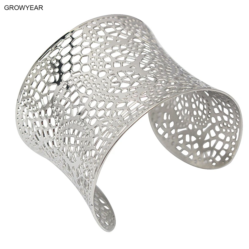 Широкий браслет из стали геометрический женские Украшения для тела серебряный