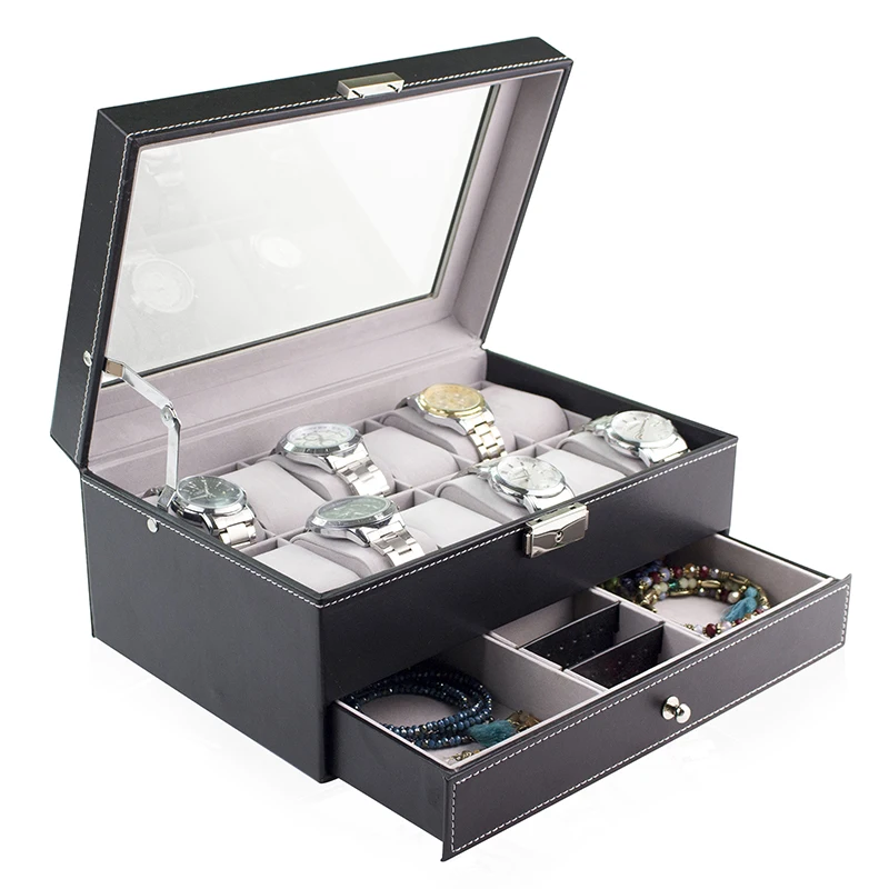 

Multi-Function Storage Box Leather Jewelry Box Multi-Layer Large-Capacity Jewelry Organizer For Necklace Rings Earring Watch