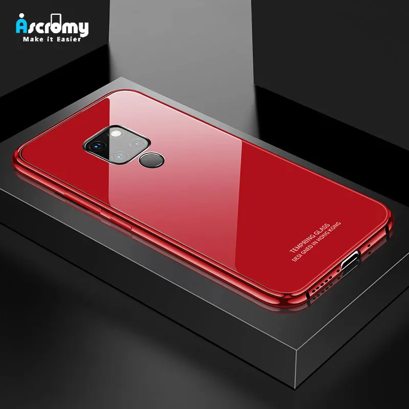 Ascromy задняя крышка чехол для Huawei Mate 20 противоударный стеклянный металлический
