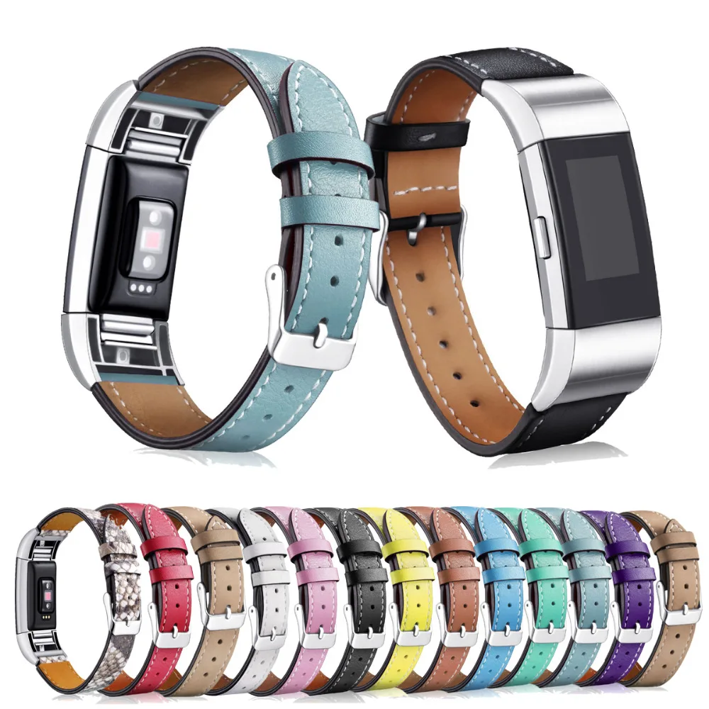 

Replacement Genuine Leather Strap Watch Band For Fitbit Charge 2 Heart Rate Wristband Bracelet Belt