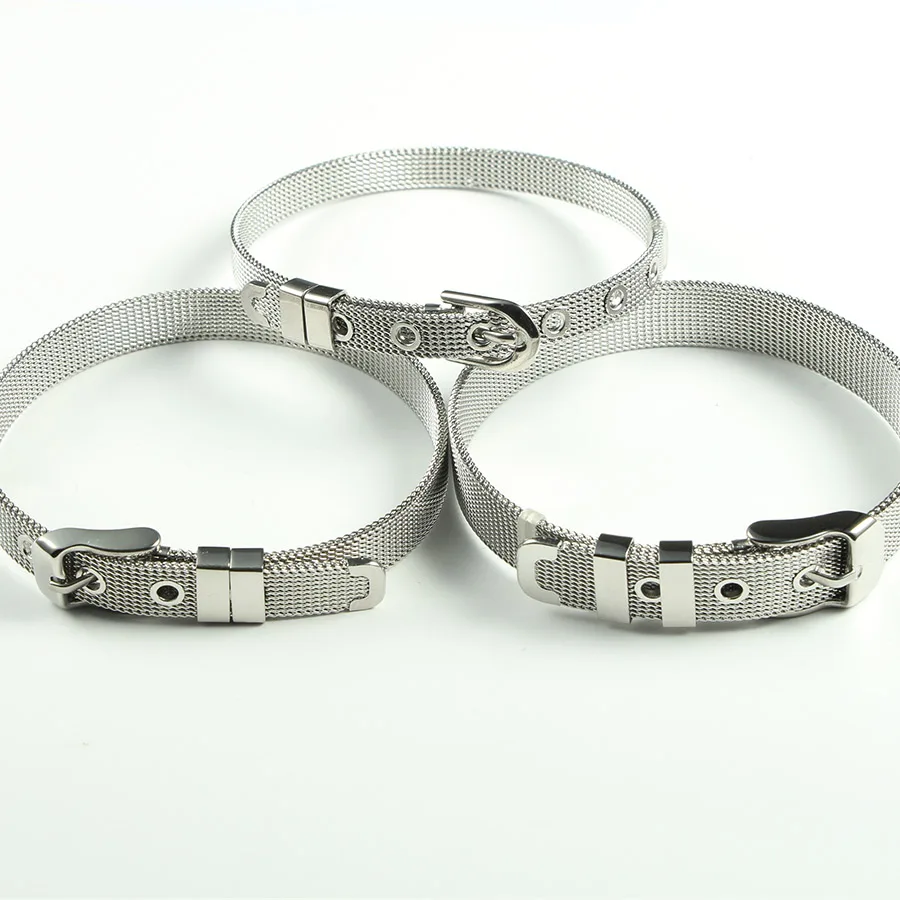 

Jaymaxi 21.5cm Net Belt Bracelet Stainless Steel 6mm 8mm 10mm DIY Jewelry Findings 10piece/lot