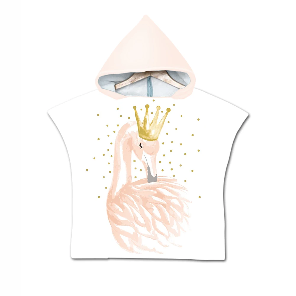 New Children Mermaid Cute Cartoon Hooded Cloak Beach Towel Animal Printed Microfiber Baby Boys Girls Kids Swimming Bath Towel