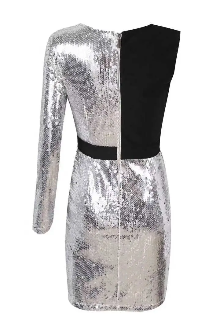 Elegant high quality sexy women 2018 grey v neck one - shoulder bodycon mini bandage dress dropshipping Vestidos | Женская одежда