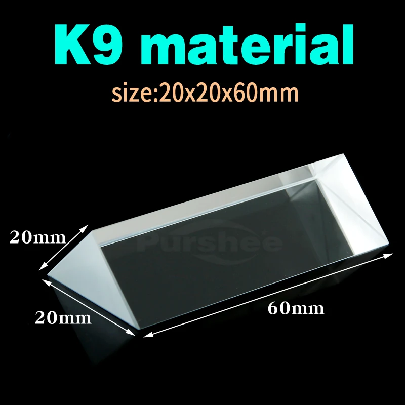 Optical glass triangular prism with reflecting film(20x20x60mm) | Канцтовары для офиса и дома