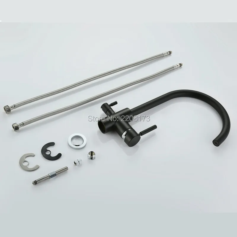 3 ходовые краны для раковины Новое поступление Роскошный Матовый Черный отвод осмоса в 1 кухонный кран