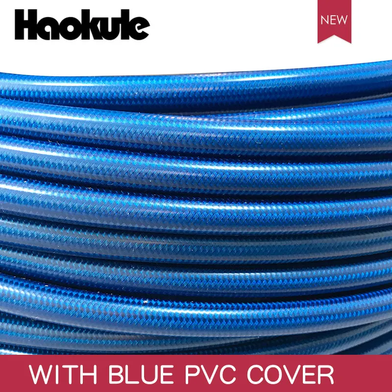 HAOKULE 3AN/AN3 PTFE тефлоновый шланг из нержавеющей стали с черной/прозрачной/Голубой ПВХ крышкой