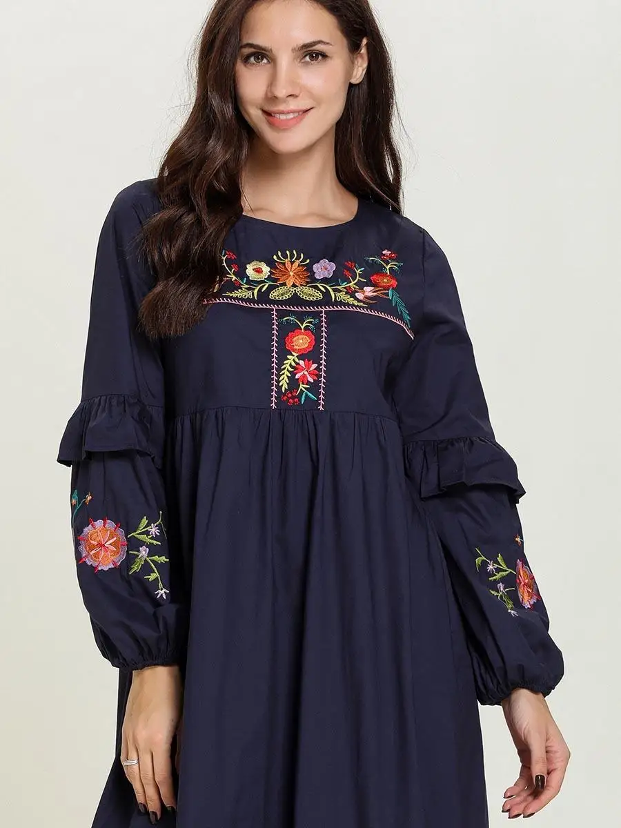 Женское этническое мусульманское платье с вышивкой вечернее платье-Кафтан Макси