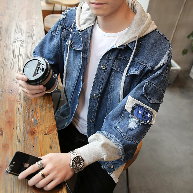 Мужская короткая куртка с карманами повседневная ковбойская в стиле Харадзюку