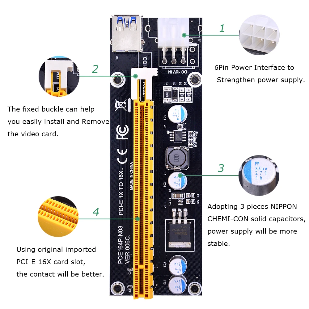 CHIPAL NGFF M.2 M ключ к USB 3 0 PCI E Райзер карта M2 USB3.0 PCIE 16X 1X удлинитель с питанием для